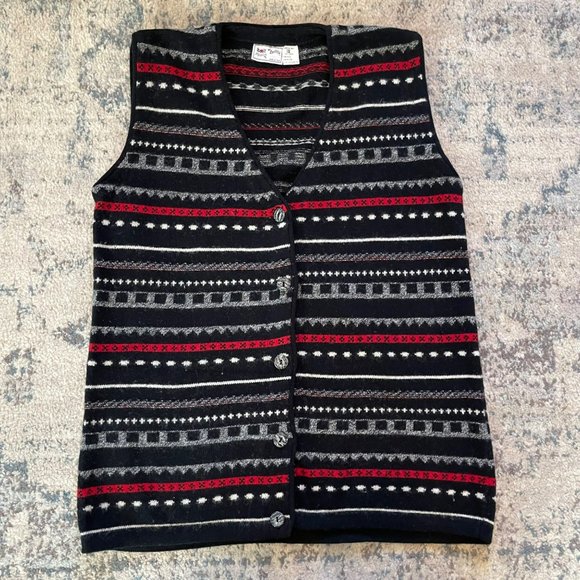 Maglia Donnna Sweaters - Maglia Donna | Made in Italy Wool Blend Button Front Vest 1X XL Striped Winter